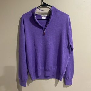 PETER MILLAR Purple Merino Wool 1/4 Zip Sweater M